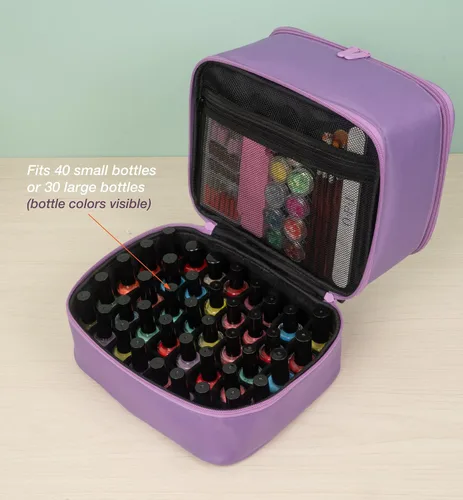 Miniatura 7 de ButterFox Estuche organizador de esmalte de uñas con capacidad para 60 botellas, se adapta a lámpara de uñas, almacenamiento de doble capa