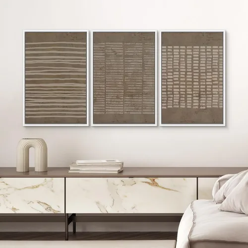 Miniatura 221 de SIGNWIN Lienzo enmarcado para pared, arte con pinceladas de flujo neutro en tonos beige abstractos, ilustraciones, arte moderno, decorativo
