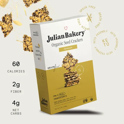 Miniatura 3 de Julian Bakery® Galletas Primal Thin® orgánicas Parmesano USDA Organic Sin gluten Sin granos Sin OMG Bajo en carbohidratos (2)