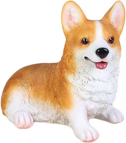 Miniatura 3 de WAIT FLY Precioso Corgi postrado perro en forma de hucha de resina Banco de monedas Decoración del hogar