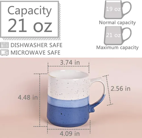 Miniatura 2 de Bosmarlin Taza de café grande de cerámica, taza de té grande para oficina y hogar, 21 onzas, apta para lavavajillas y microondas, 1 unidad