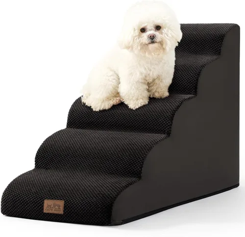 Miniatura 10 de COZY KISS Escaleras para perros pequeños de 11.8 pulgadas de alto, escalón curvado para cachorros, gatos mayores, rampa mediana para mascotas