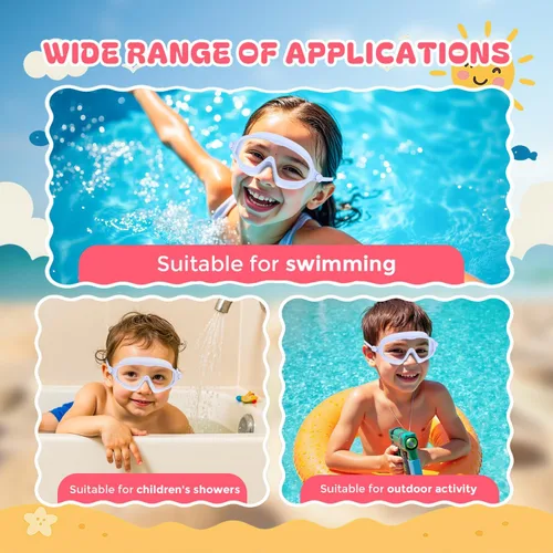 Miniatura 6 de Gafas de natación para niños de 3 a 8 años con gorro de natación, juego de gorras de natación con antivaho y anti-UV para niños y niñas pequeños
