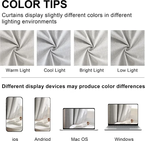 Miniatura 9 de PONY DANCE Cortinas de lino 100% opacas de 63 pulgadas de largo para dormitorio, sala de estar, oscurecimiento completo, bolsillo para barra