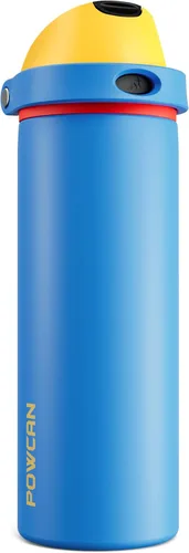 Miniatura 42 de POWCAN - Botella de agua aislada, 24 oz, tapa 2 en 1, boquilla de botón, popote abatible, a prueba de fugas, acero inoxidable, para portavasos