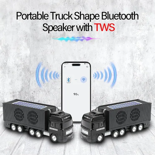 Miniatura 3 de Altavoz Bluetooth de camión retro alimentado por energía solar, altavoz inalámbrico portátil para automóvil, estéreo HD, emparejamiento TWS, radio