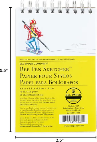 Miniatura 6 de Bee Paper Company Bloc de bocetos para bolígrafo, 3.5 x 5.5 pulgadas