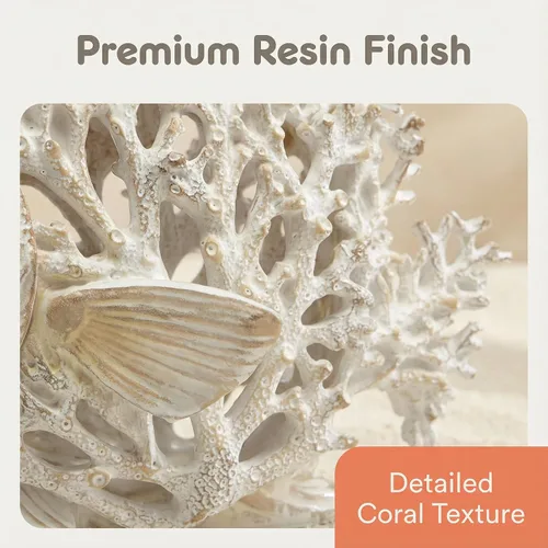 Miniatura 3 de Estatua de pez ángel de arrecife de coral blanco, decoración costera de playa, figura náutica del océano para baño, hogar, oficina, estante de mesa
