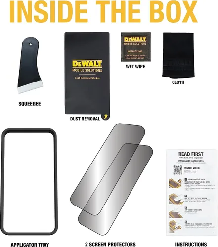 Miniatura 8 de DEWALT Paquete de 2 protectores de pantalla de privacidad resistentes para iPhone 13 Pro Max/14 Plus, protección de sensor, compatible con isla