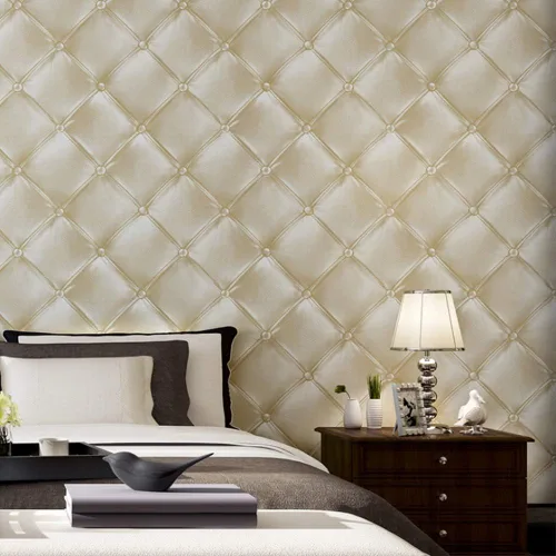 Miniatura 3 de QIHANG - Papel pintado de imitación de piel suave con diseño de diamante para dormitorio, TV, hotel, fondo de pantalla, 1.73 pulgadas de ancho x