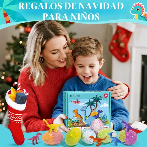 Miniatura 6 de Bombas de baño de dinosaurios para niños con sorpresa en el interior, regalos de cumpleaños para niños, paquete de 9 unidades naturales orgánicas