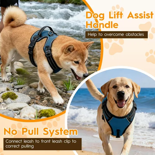 Miniatura 4 de Arnés para perro sin tirones, chaleco reflectante ajustable y acolchado para mascotas con asa de fácil control, fácil de llevar con nudo elegante