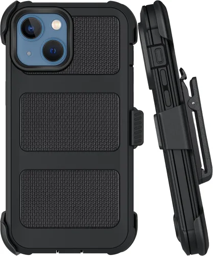 Miniatura 14 de Funda con clip para cinturón compatible con iPhone 12 Defender con soporte giratorio de 360°, protección resistente anticaídas y golpes, color negro