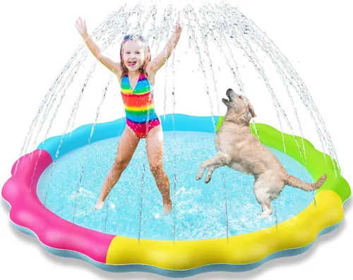 Jasonwell - Alfombrilla con rociador para niños, alfombrilla de juego al aire libre, juguetes de agua inflables, almohadilla de salpicaduras para