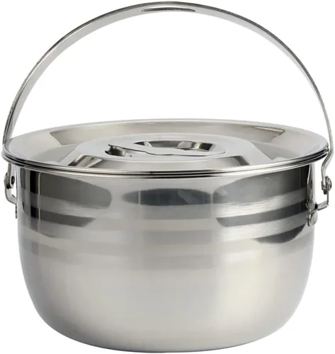 Miniatura 3 de LIFKOME Olla de sopa antiadherente grande con tapa, utensilios de cocina de acero inoxidable para acampar, olla de estofado de alta capacidad