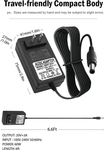 Miniatura 2 de Adaptador de cargador de 20 V de repuesto para Sony SRS-XG500 SRSXG500 X-Series Party Speaker, Bose Solo 5 TV Sound System Speaker 418775