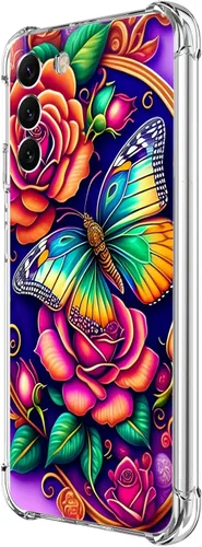 Miniatura 9 de Funda para Galaxy S23, diseño de mariposas azules, rosas, protección contra caídas, a prueba de golpes, de cuerpo completo, resistente a