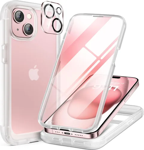 Miniatura 50 de Miracase Funda para iPhone 13 de 6.1 pulgadas, [sin burbujas] funda de teléfono de cuerpo completo con pantalla de vidrio completa integrada, sin
