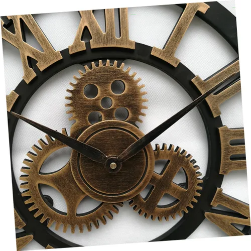 Miniatura 6 de IMIKEYA Reloj de pared vintage steampunk reloj de pared de metal engranaje de pared reloj digital digital de pared silencioso moderno reloj de bambú
