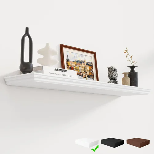 Miniatura 15 de Fun Memories Estantes flotantes de 24 pulgadas de largo, 9.3 pulgadas de profundidad, estantes flotantes de corona clásica para pared, estantes