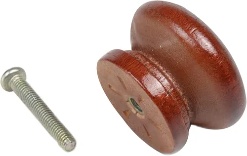 Miniatura 3 de Paquete de 10 pomos redondos de madera para cajones con acabado marrón rojo y marrón en forma de hongo para gabinetes de cocina, muebles, aparador