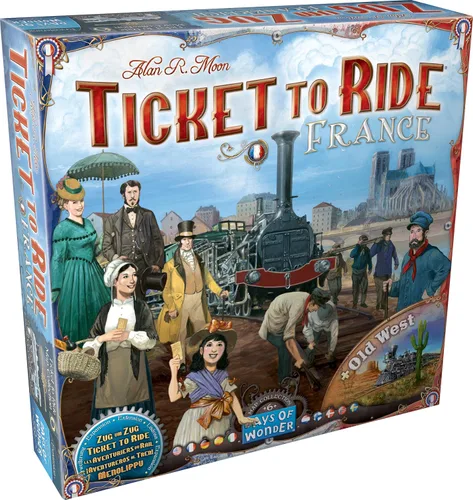Asmodee Ticket to Ride France + expansión del juego de mesa Old West: juego de estrategia de ruta de tren, divertido juego familiar para niños y