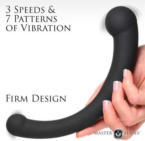 Miniatura 2 de MASTER SERIES Consolador de doble extremo 10X Vibra-Crescent fabricado con silicona de primera calidad para hombres, mujeres y parejas. Punto G