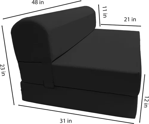Miniatura 6 de D&D Futon Furniture. Cama plegable de espuma para silla, sofá estudio, colchón de espuma plegable para invitados (6 x 48 x 72 pulgadas, negro)