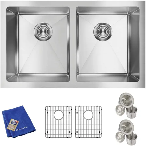 Miniatura 29 de Elkay EFRU311610T Crosstown - Fregadero de cocina de acero inoxidable de 32 1/2" bajo montaje, cuenca única - Acero inoxidable