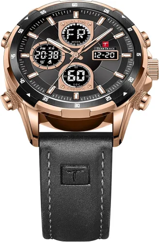 Miniatura 9 de TEARTRACE Watches for Men Luxury Business Waterproof Calendar Leather Strap Digital Chronograph Analog Wristwatch