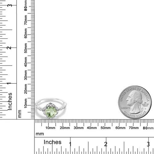Miniatura 38 de Gem Stone King Anillo de compromiso solitario de moissanita blanca con piedra natal de corte cojín de 0.276 in para mujer, plata de ley 925
