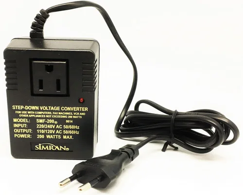 Miniatura 2 de Simran SMF-200 Deluxe 200 vatios, conversor de voltaje para viajes internacionales a países con 220 V.