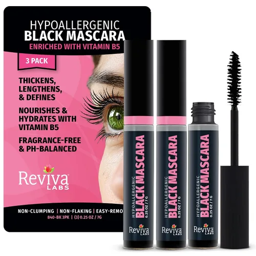 Miniatura 8 de Reviva Labs Máscara hipoalergénica negra para ojos sensibles y mujeres mayores, rímel suave, voluminizadora y alargadora para mujeres mayores de 50