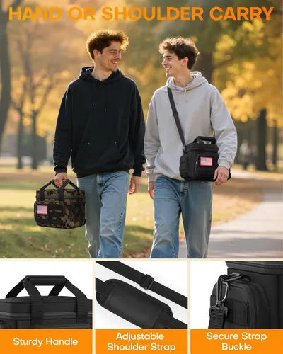 Miniatura 4 de HOTOR Lonchera para hombres y mujeres, bolsa de almuerzo aislada con múltiples bolsillos, bolsa térmica táctica para el trabajo, senderismo, Negro