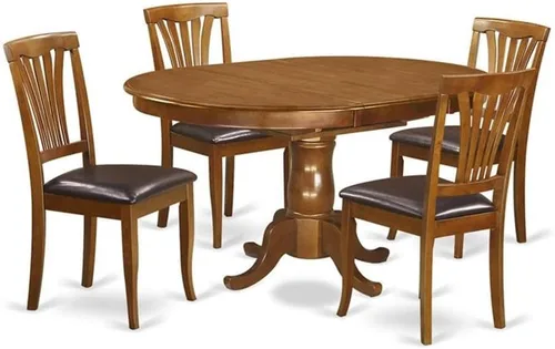 Miniatura 9 de East West Furniture POAV5-SBR-C - Juego de comedor de 5 piezas para 4 personas, incluye una mesa de comedor ovalada con hojas de mariposa y 4 sillas