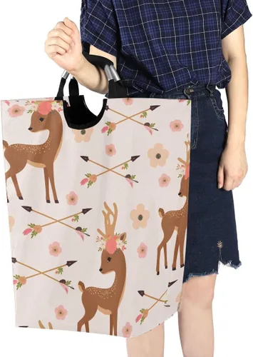 Miniatura 7 de senya Cesta de almacenamiento grande de ciervos con flechas de flores, organizador plegable, cesta de lavandería para guardería, ropa, juguetes