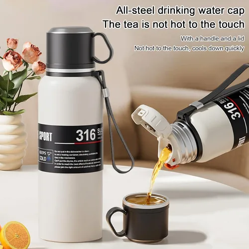 Miniatura 6 de Botella de agua aislada de boca ancha de acero inoxidable a prueba de fugas al vacío de doble pared, vaso de té con infusor, taza, tapa; termos