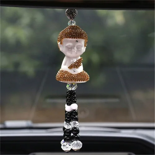 Miniatura 5 de Tathagata Buddha - Colgante de coche de porcelana blanca, adorno colgante de seguridad de la suerte, regalo para espejo retrovisor, accesorios