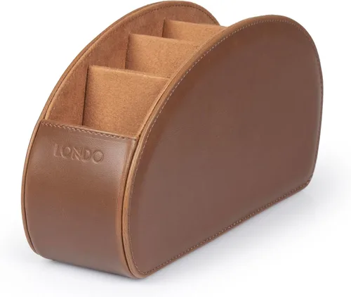 Londo Soporte para control remoto con 5 bolsillos, para guardar DVD, Blu-Ray, TV, Roku o Apple TV, controles remotos de piel sintética con forro de