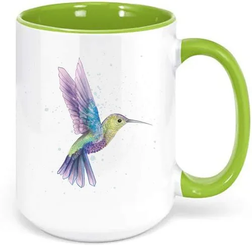 Miniatura 5 de Taza de colibrí de acuarela/taza de café para amantes de los pájaros/idea de regalo de cumpleaños/diseño sublimado (negro)