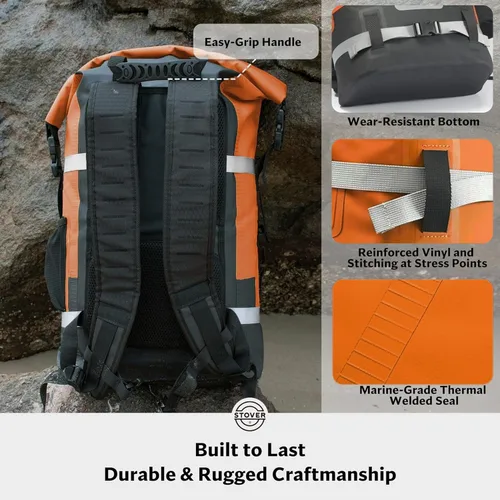 Miniatura 6 de STOVER 5/10/25/30/40/55L Waterproof Dry Bag- Roll-Top Backpack w/Phone Case- Kayaking, Hiking, Camping, Boating- Men/Women 40L Naranja