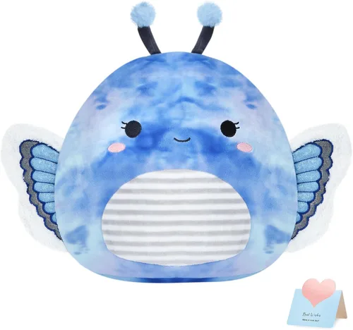 Houwsbaby Peluche de mariposa de 12 pulgadas, almohada de felpa de mariposa azul, juguetes de peluche de mariposa, almohada blanda para cumpleaños,