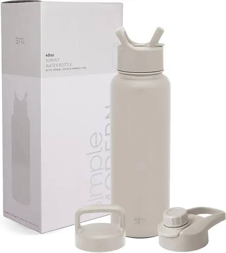 Miniatura 10 de Simple Modern botella de agua con tapa para beber con pajilla, termo metálico de acero inoxidable con aislamiento al vacío, colección Summit