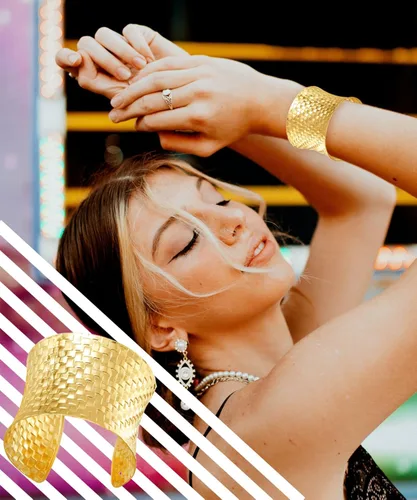 Miniatura 6 de BOMAIL Pulseras doradas para mujer, brazalete de brazo superior para brazo, pulsera ancha abierta de oro, pulsera de joyería