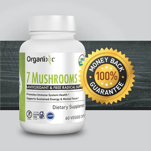Miniatura 4 de Organixx USDA Organic Mushroom Supplement, 7 Fermented Mushrooms – Lions Mane, Shiitake, Cordyceps, Turkey Tail, Reishi – for Immune & Digestion