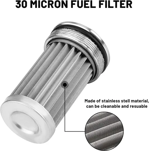 Miniatura 3 de Filtro de combustible en línea de 2.283 in de 30 micrones 6AN 8AN 10AN Aluminio Combustible/Gas/Accesorios de adaptador de filtro de gasolina