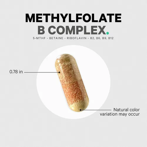 Miniatura 8 de Codeage Methylfolate B Complex Supplements - 5 MTHF, Metilcobalamina 1000mcg Vitamina B12 metilada, riboflavina, betaína, vitaminas B6, ciclo
