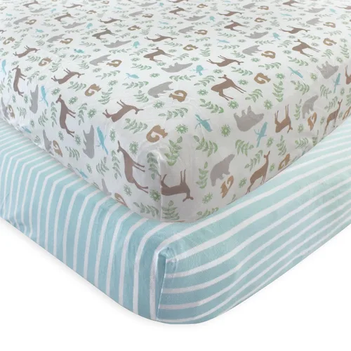 Miniatura 8 de Touched by Nature Sábana de cuna unisex de algodón orgánico para bebés y niños pequeños, a cuadros, gris sólido, talla única