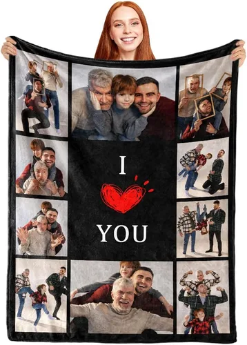 Miniatura 14 de ShineSand Manta personalizada con foto, manta de fotos personalizada con texto de nombre, manta divertida personalizada, manta de forro polar