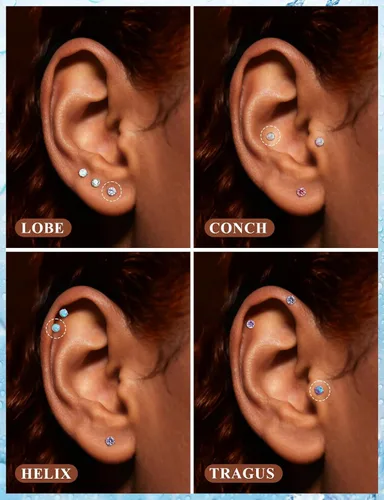 Miniatura 5 de Piercing de labio de acero inoxidable para mujer, calibre 16, 18, 0.71 oz, sin rosca, joyería de labret Monroe, joyería de piercing Medusa, joyería